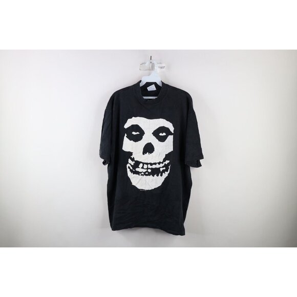 Vintage 90s Mens XL Distressed Spell Out 1997 The Misfits Band T-Shirt Black USA